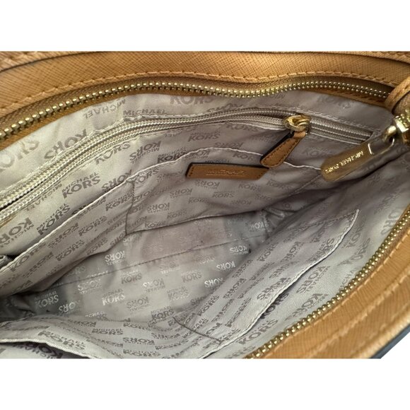 Michael Kors Jet Set Large Brown Leather Messenger Shoulder Bag - Picture 6 of 9